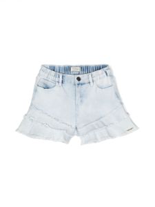 TWINSET Kids short en jean à volants - Bleu