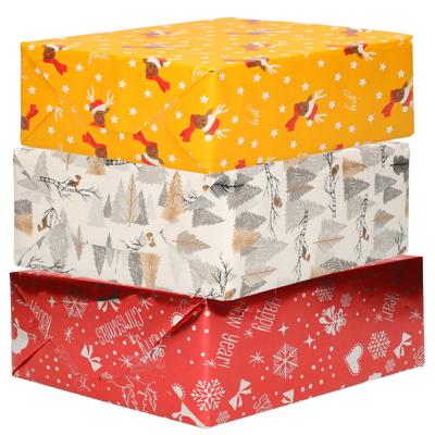 Luxe Kerst inpakpapier - cadeaupapier - 3 verschillende prints - 9x rollen - 250 x 70 cm