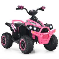 Elektrische Quad voor Kinderen 12 V met Muziek Claxon en LED-Koplamp Kinderquad 2,2-4,3 km/u voor Peuters Vanaf 3 Jaar (Roze)