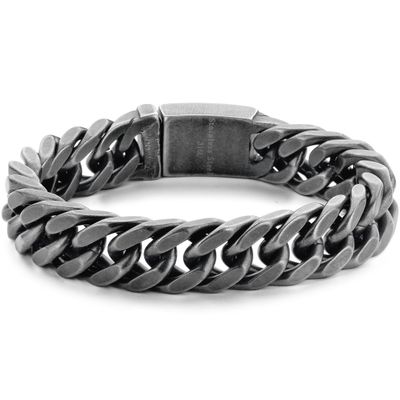 Frank 1967 7FB-0498 Heren Armband - Gourmette Schakel - 15 mm - Aged Look - 23 cm - Zilverkleurig
