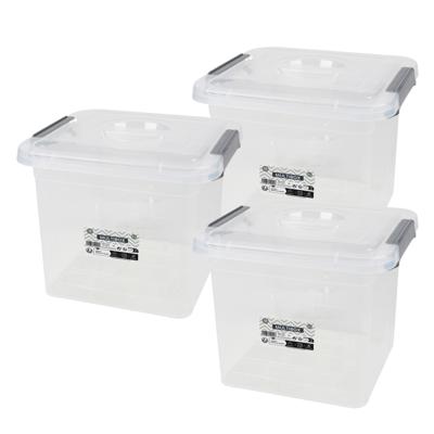 Urban Living Opberg box - 3x - 8 liter - 27 x 25 x 22cm - met deksel en clips - waterdicht