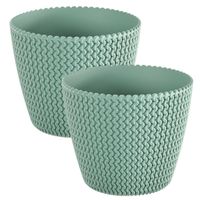 Pakket van 4x stuks plantenpot/bloempot kunststof dia 16 cm en hoogte 13 cm mintgroen