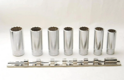 Facom set 7 korte en lange doppen 3/8&apos; op rail - metrische maten - JL.41E