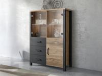 Hoge commode OLIANNE 3 deuren 3 lades appenzeller sparren/zwart