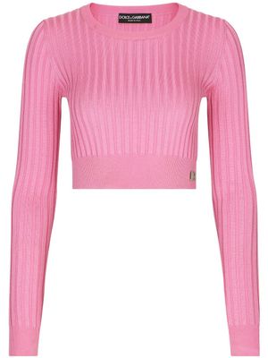 Dolce & Gabbana haut crop en maille à logo DG - Rose