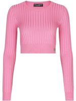 Dolce & Gabbana haut crop en maille à logo DG - Rose - thumbnail