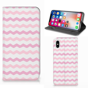 Apple iPhone Xs Max Hoesje met Magneet Waves Roze