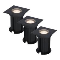 Set van 3 Ramsay LED Grondspots - Vierkant - Dimbaar - GU10 - 4000K neutraal wit - 4 Watt 345 Lumen - Tuinspot - Zwart - IP67 waterdicht - Overrijdbaar voor de Oprit, Tuin en Terras