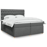 Boxspring met matras stof donkergrijs 200x200 cm