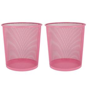 2x stuks kantoor prullenbakken/papiermanden 12 liter roze