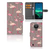 Nokia 1.4 | Telefoonhoesje | Met pasjeshouder | Flamingo