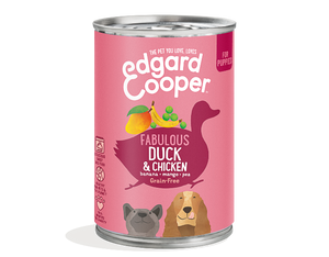Edgard & Cooper Eend en Kip Puppy natvoer hond blik 400 gram