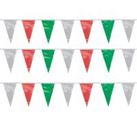 Papstar Vlaggenlijn - 3x - groen/rood/wit - Italie - 4 meter - kunststof - buiten/binnen   -