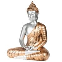 Concorde Boeddha beeld - goud en zilver - polystone - 29 cm