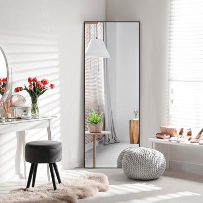 Passpiegel Kapspiegel met Rechthoekig Aluminium Frame en Explosiebestendig Glas Staande Spiegel om op te Hangen of Tegen