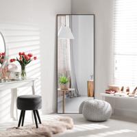 Passpiegel Kapspiegel met Rechthoekig Aluminium Frame en Explosiebestendig Glas Staande Spiegel om op te Hangen of Tegen