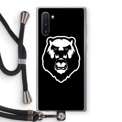 Angry Bear (black): Samsung Galaxy Note 10 Transparant Hoesje met koord