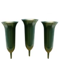 Grafvaas - Set van 5x stuks - groen - 26 cm - kunststof - Grafvazen grafkaarsen - bloemhouder voor g