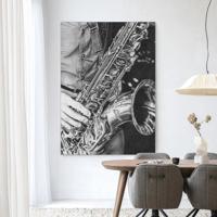 Urban Cotton Wandkleed 'The Man With The Sax' 80 x 110cm in Frame - black