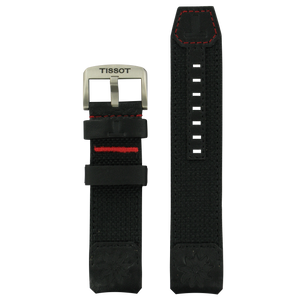 Horlogeband Tissot T600038303.XL Leder/Textiel Zwart 22mm