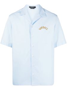 Versace chemise en coton à logo brodé - Bleu