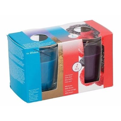 Set van 2 geurkaarsen cool breeze en wild berries in glas Set van 2 geurkaarsen cool breeze en wild berries in glas