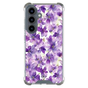 Samsung Galaxy S25 shockproof hoesje - Floral violet