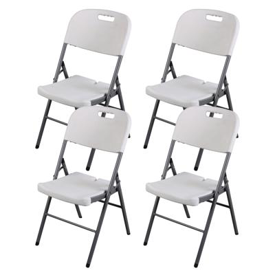 Sunnydays Klapstoel - 4x - met pvc zitting - wit - 44 x 45 x 86 cm - metaal