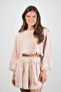 Zimmermann top Pop Long Sleeve Towelling 1417TSS244 roze