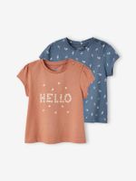 Set van 2 T-shirts voor baby, met korte mouwen oudroze - thumbnail