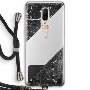 Zwart marmer: OnePlus 6 Transparant Hoesje met koord