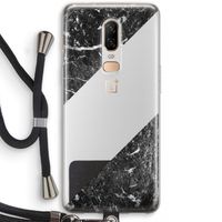 Zwart marmer: OnePlus 6 Transparant Hoesje met koord
