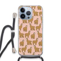 Alpacas: iPhone 13 Pro Transparant Hoesje met koord