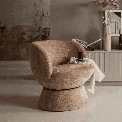 WOOOD Draaifauteuil 'Shuffle' Chenille, kleur Naturel