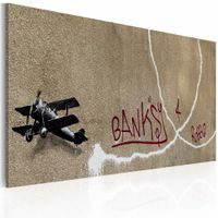 Schilderij - Banksy - Love Plane, 40x60cm , wanddecoratie , premium print op canvas - thumbnail