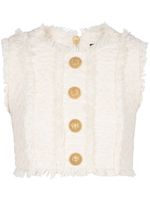 Balmain haut crop en tweed - Blanc Balmain haut crop en tweed - Blanc