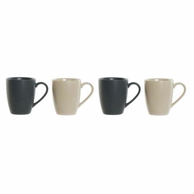 Mokkenset DKD Home Decor Beige Donker grijs Rubberwood Keramiek 300 ml 19 x 13 x 31 cm (4 Onderdelen)