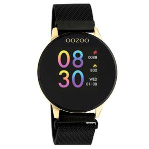 OOZOO Smartwatch Q00122 Mesh staal goudkleurig-zwart 43 mm