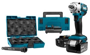 Makita DTW190JX1 18v Slagmoersleutel 190 Nm | 3,0 Ah accu (2 st), lader, Mbox - met 10-delige accessoire set