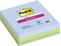 Post-it Super Sticky notes XL Oasis, 70 vel, ft 101 x 101 mm, gelijnd, assorti, pak van 3 blokken