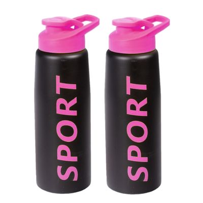 2x stuks bidon drinkflessen/waterflessen fuchsia roze 850 ml