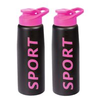 2x stuks bidon drinkflessen/waterflessen fuchsia roze 850 ml - thumbnail