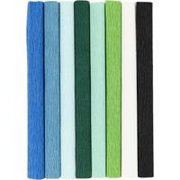 Creativ Company Crêpepapier, vel 25x60 cm, crêpe-verhouding: 180%, 105 gr, blauw/groen harmonie, 8 vel/ 1 doos