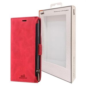 iPhone 13 Saii Zipper Wallet Case met Band - Rood