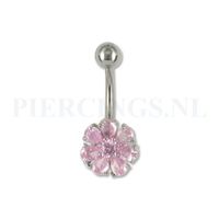 Navelpiercing bloem roze