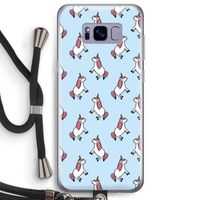 Eenhoorns overal: Samsung Galaxy S8 Plus Transparant Hoesje met koord