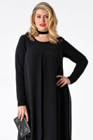 Yoek Jurk met chiffon laag | Zwart | Maat L
