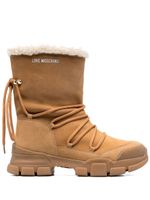 Love Moschino bottes lacées en cuir - Marron