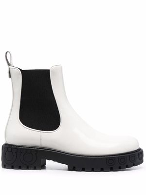 Ferragamo bottines chelsea en cuir - Blanc
