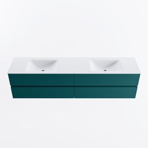 MONDIAZ VICA 200cm badmeubel onderkast Smag 4 lades. Wastafel CLOUD dubbel 2 kraangaten, kleur Talc.